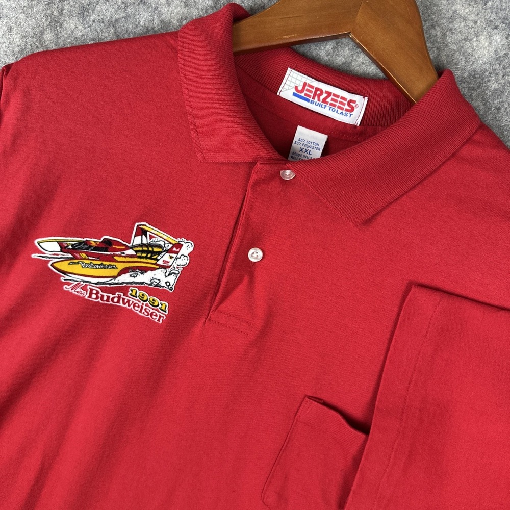 Jerzees 1991 Miss Budweiser Racing Team T-shirt Mens Red 2XL Vintage Made in USA